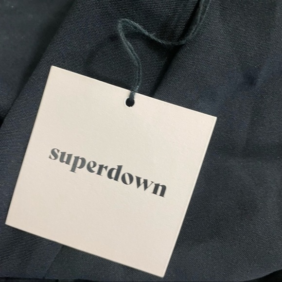 NWT Superdown bandeau ruffle blouse black crop size medium flowy - Picture 6 of 9